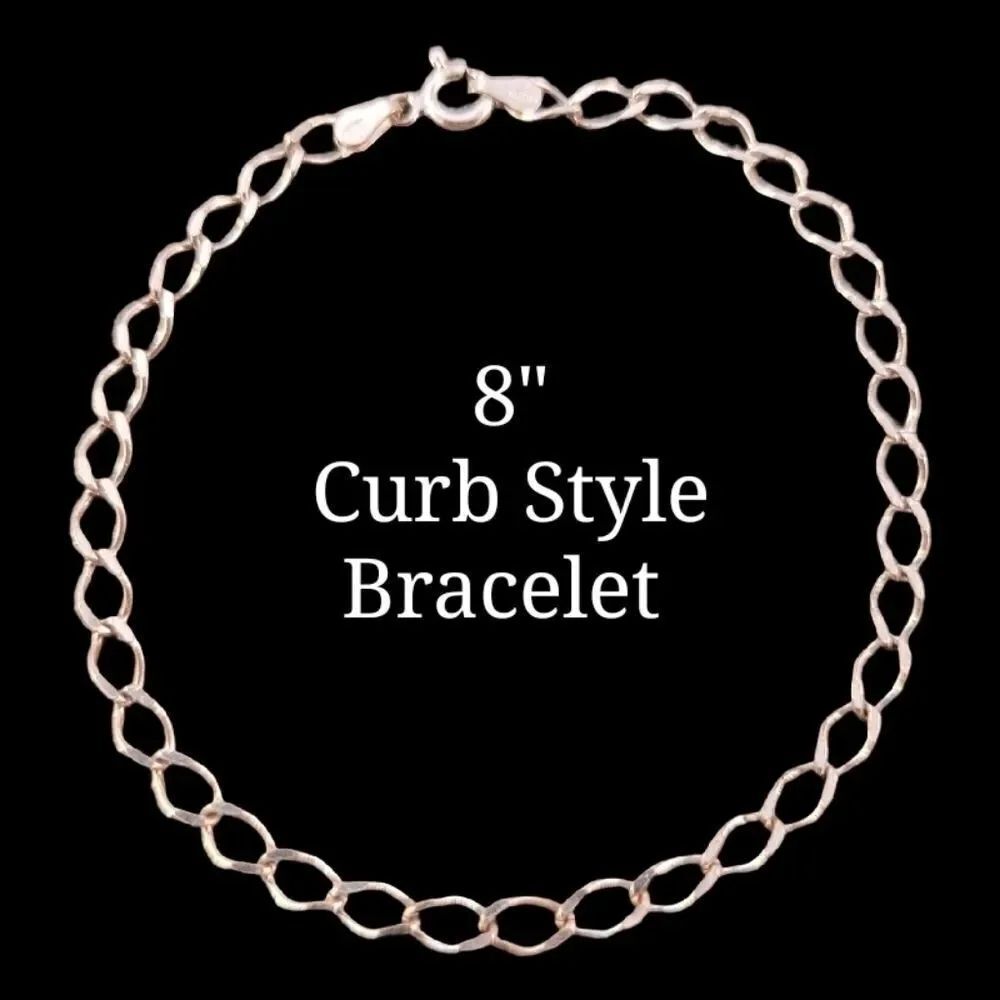 Sterling Italy Curb Link Charm Chain Bracelet